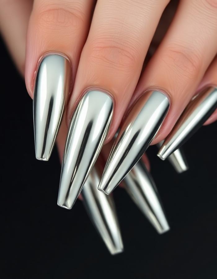 Nail art chrome effet miroir